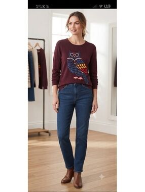 Loft owl lightweight sweater sz Large